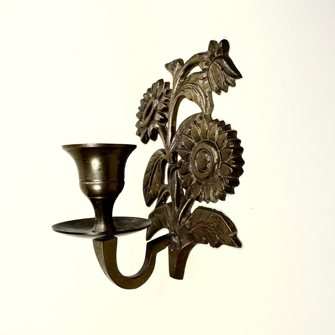 Brass Floral Wall Sconce - Native Gardeners