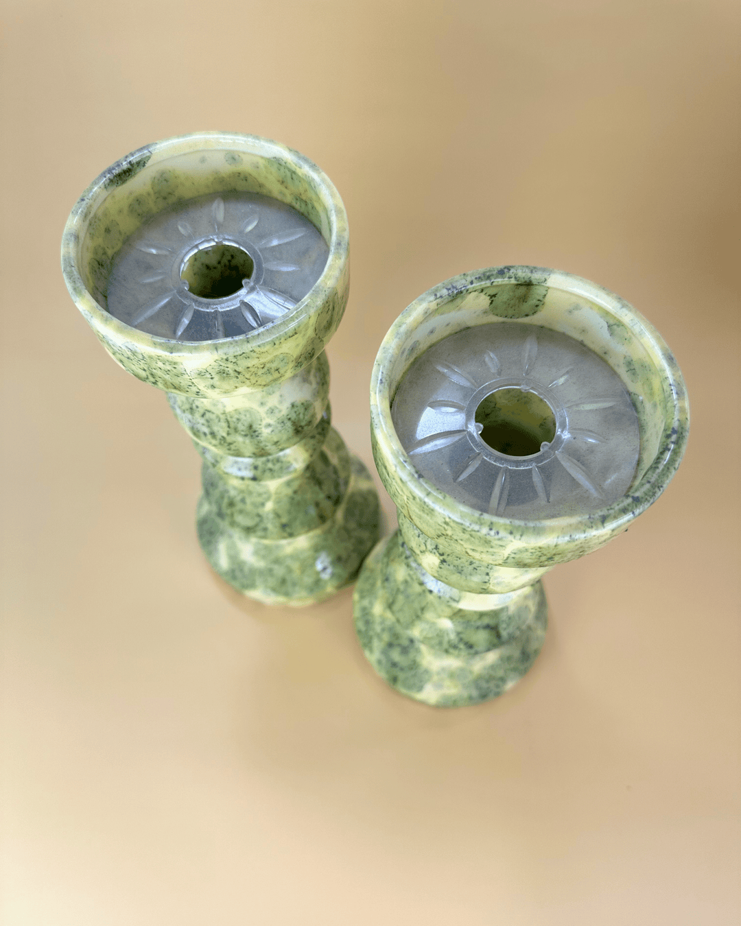 Glazed Ceramic Candlesticks-Pair - Native Gardeners