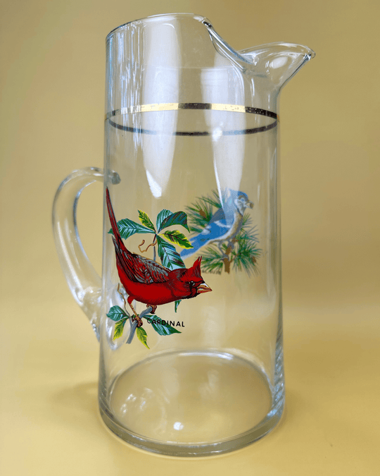 Cardinal & Blue Jay Glass Pitcher - Native Gardeners