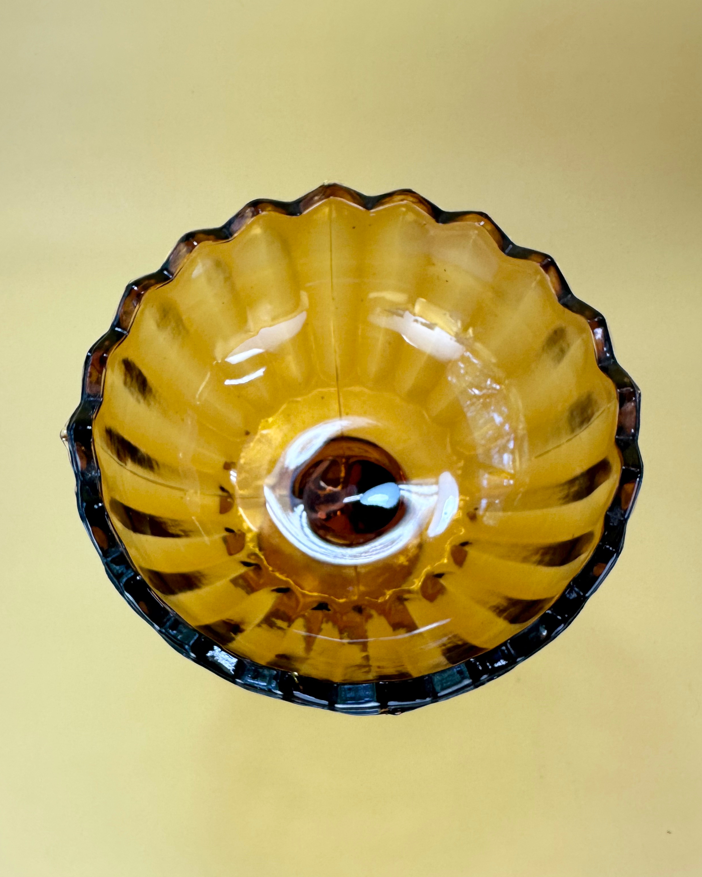 Amber Glass Flower Compote top photo 