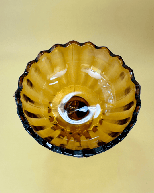 Amber Glass Flower Compote top photo 