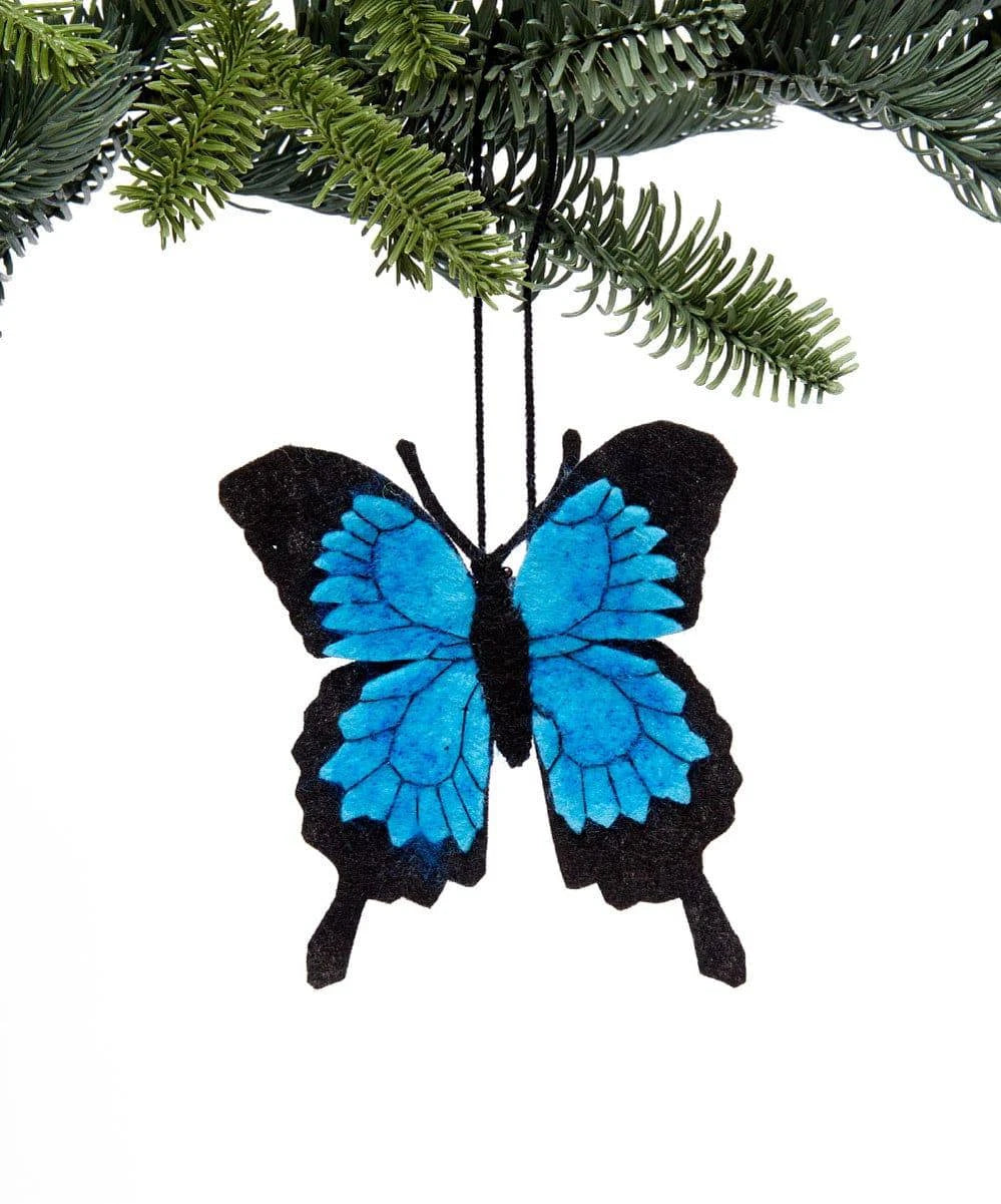 Blue Butterfly Handmade Felt Ornament - Native Gardeners