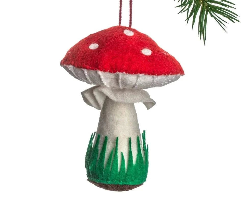 Mushroom Handmade Felt Ornament - Native Gardeners