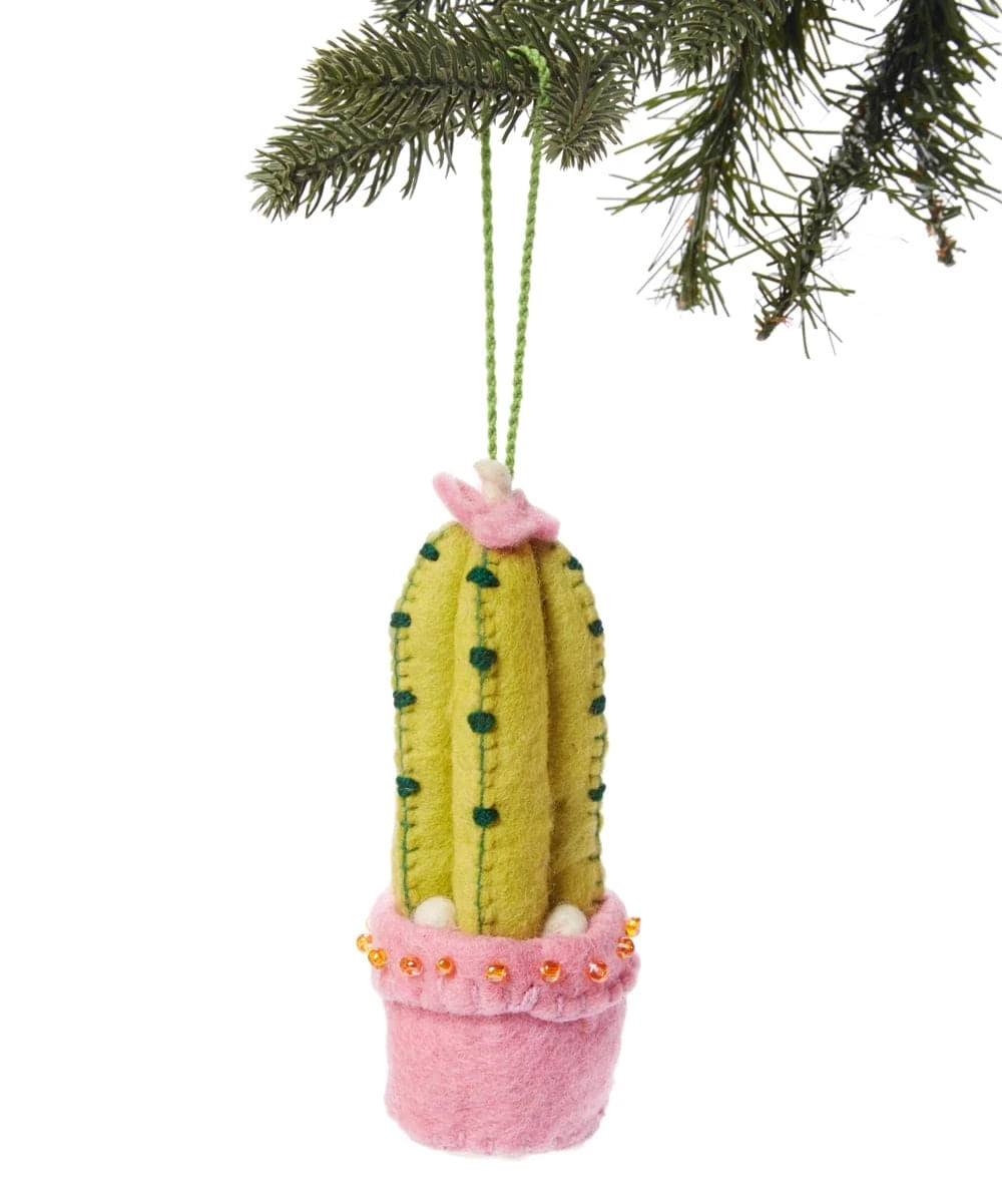 Spiny Cactus in Pink Pot Handmade Felt Ornament - Native Gardeners