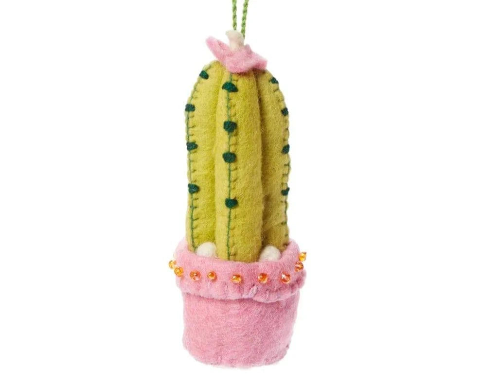 Spiny Cactus in Pink Pot Handmade Felt Ornament - Native Gardeners