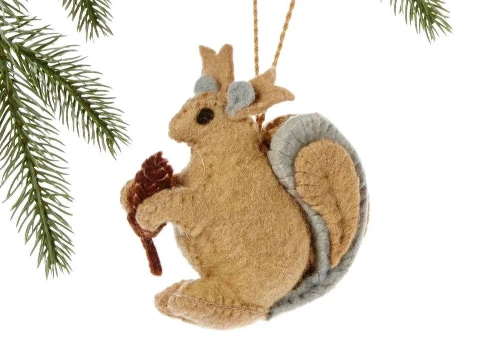 Squirrel Handmade Felt Ornament - Native Gardeners